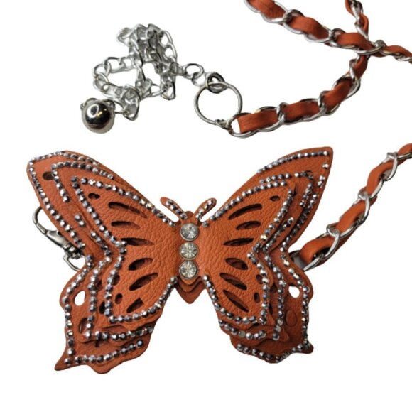 3 Butterfly Chain Belts- Orange Beige- Pink Butterfly Chain Waist Loop Belts - Picture 11 of 15